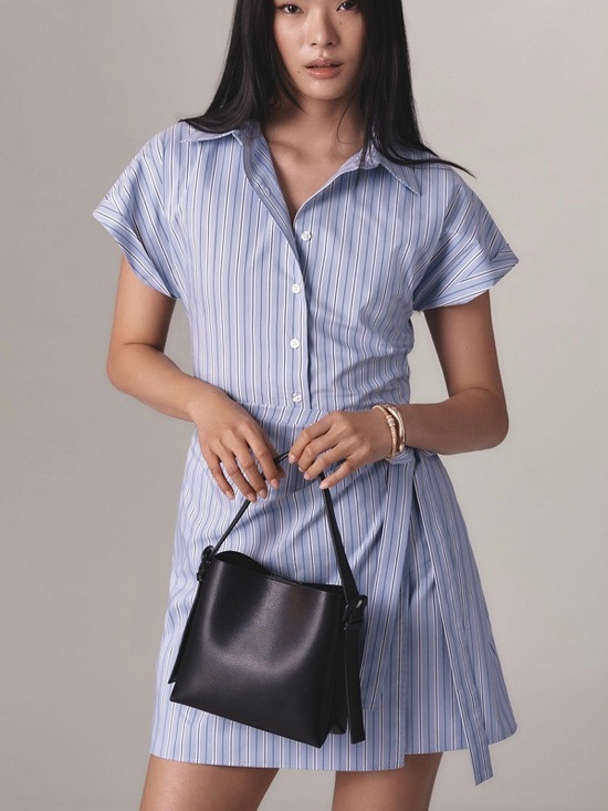 Maeve Dresses & Skirts - Anthropologie Maeve Mave Striped Wrap Mini Shirt Dress Blue XL